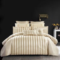 مفرش لافيتا الفاخر مزدوج قطن جاكارد مطرز بيج ذهبي...