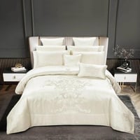 مفرش فيلتون مزدوج قطن جاكارد كريمي عدد القطع 10