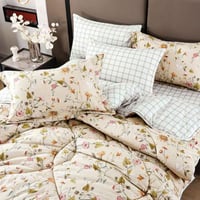 مفرش سمرلاند صيفي مفرد و نص برسومات الزهور كريمي ع...