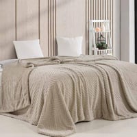 بطانية ماركوبولو خفيفة فرو مفرد ونص بيج مقاس 220 ×...