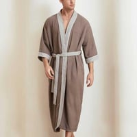 روب استحمام ريفي طراز فندقي مفرد وافل بني