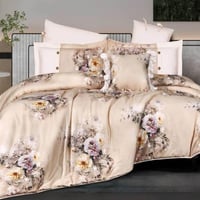 مفرش بينك هوم مزدوج قطن فاخر بيج برسومات الزهور عد...