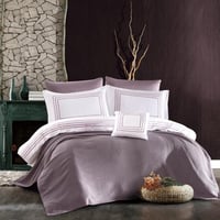 مفرش سان ديجو صيفي مزدوج فاخر قطن أبيض و ليلكي عدد...