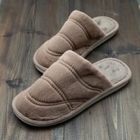 حذاء منزلي رجالي شتوي مخمل و فرو بيج