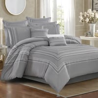 مفرش الياسمين صيفي مزدوج رصاصي مطرز عدد القطع 10