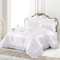 مفرش لوسو صيفي مزدوج فاخر مطرز لون أبيض عدد القطع...