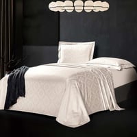 طقم شرشف كاتلينا مطاط صيفي مزدوج جاكارد قطن كريمي...