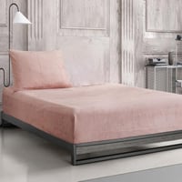 طقم شرشف دفى مطاط شتوي مفرد و نص مخمل وردي عدد الق...