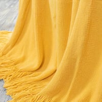 بطانية خفيفة محبوكة أكريليك أصفر غامق مقاس 152 × 1...