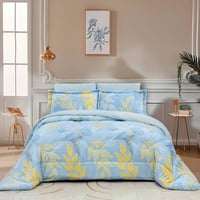 مفرش منال شتوي فاخر مفرد ونص مخمل سماوي وأصفر عدد...