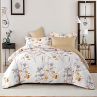 مفرش نوفا صيفي مزدوج أبيض بيج برسومات الزهور عدد ا...