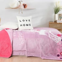 بطانية هوبي مخمل و فرو مفرد ونص أبيض ليلكي مقاس 15...