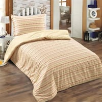 مفرش الربيع قطن مفرد ونص فاخر أبيض بيج فاتح قطن عد...