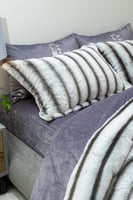 مفرش كلاود شتوي فاخر مزدوج مخمل و فرو ناعم أبيض ور...