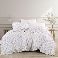 مفرش ريد روز صيفي مزدوج قطن فاخر أبيض برسومات الزه...