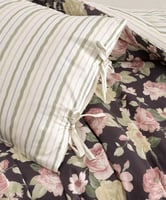 مفرش إنسجام صيفي قطن أسود وبيج برسومات الزهور