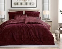 مفرش ماري شتوي مزدوج فرو عنابي عدد القطع 6