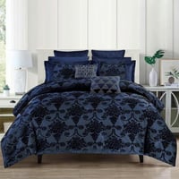 مفرش هدي شتوى كوين فاخر أزرق عدد القطع 4