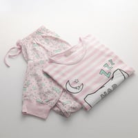 طقم بيجامة نسائية صيفية وردي و أبيض