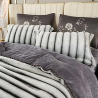 مفرش كلاود شتوي فاخر مزدوج مخمل و فرو ناعم أبيض ور...