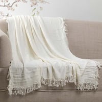 بطانية شال خفيفة بامبو كريمي مقاس 130× 170 سم