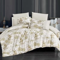 مفرش فيكتوريا مزدوج من التنسل الفاخر أبيض بيج فاتح...