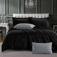 طقم بطانية سابي خفيف فرو مزدوج أسود عدد القطع 6