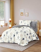 مفرش ريكا أطفال شتوي كوين فرو أبيض و رصاصي متعدد ا...