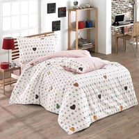 مفرش فيوليت صيفي قطن مقاس كوين أبيض وردي متعدد الر...