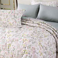 مفرش نوفا صيفي مزدوج أبيض تيفاني برسومات الزهور عد...