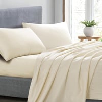 طقم شرشف ألينا مطاط صيفي مزدوج جاكارد قطن كريمي عد...