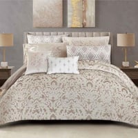 مفرش قرطبة شتوي مزدوج مخمل جاكارد فاخر بيج غامق عد...