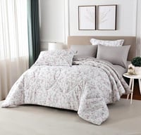 مفرش نوفا صيفي مفرد و نص أبيض رصاصي برسومات الزهور...