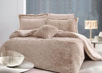 مفرش بيتونيا شتوي مزدوج فرو بني عدد القطع 7