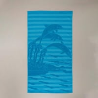 منشفة جينكا قطن تركي مطرز تركواز مقاس 90X160 سم