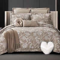 مفرش أنبيلا صيفي مزدوج قطن جاكارد فاخر مطرز بيج غا...