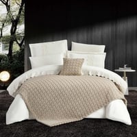 مفرش فرنزي شتوي فرو ناعم مزدوج أبيض مع بطانية بيج...