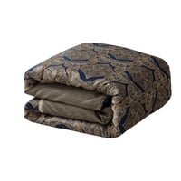 مفرش ملكي فاخر مزدوج قطن جاكارد مطرز كحلي ذهبي عدد...