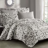 مفرش سيدني مزدوج قطن فاخر جاكارد رصاصي عدد القطع 6