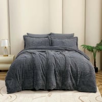 مفرش ستارز شتوي فاخر مزدوج مخمل و فرو رصاصي غامق ع...