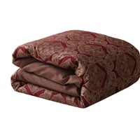 مفرش ملكي فاخر مزدوج قطن جاكارد مطرز أحمر ذهبي عدد...