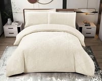 مفرش زويا شتوي فرو كوين كريمي 4 قطع