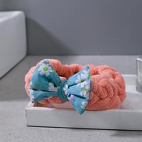 ربطة شعر نسائية ريفي مخمل وردي برسومات زهور