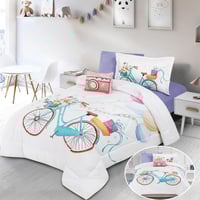 مفرش أطفال جلاكسي شتوي مفرد ونص مخمل أبيض و ليلكي...