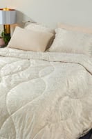 مفرش جوما شتوي فاخر مزدوج مخمل جاكارد كريمي عدد ال...