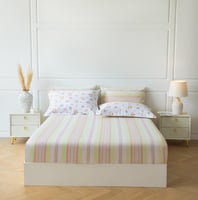 مفرش سمرلاند قطن 100% برسومات الزهور أبيض