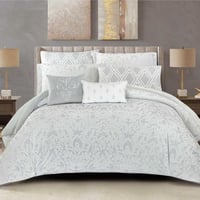 مفرش قرطبة شتوي مفرد ونص مخمل جاكارد فاخر رصاصي عد...