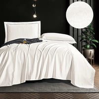 طقم شرشف جورجيا مطاط صيفي مزدوج جاكارد قطن أبيض عد...