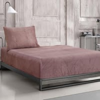 طقم شرشف دفى مطاط شتوي مفرد و نص مخمل ليلكي عدد ال...