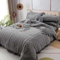 مفرش لينا شتوي رصاصي فاخر فرو